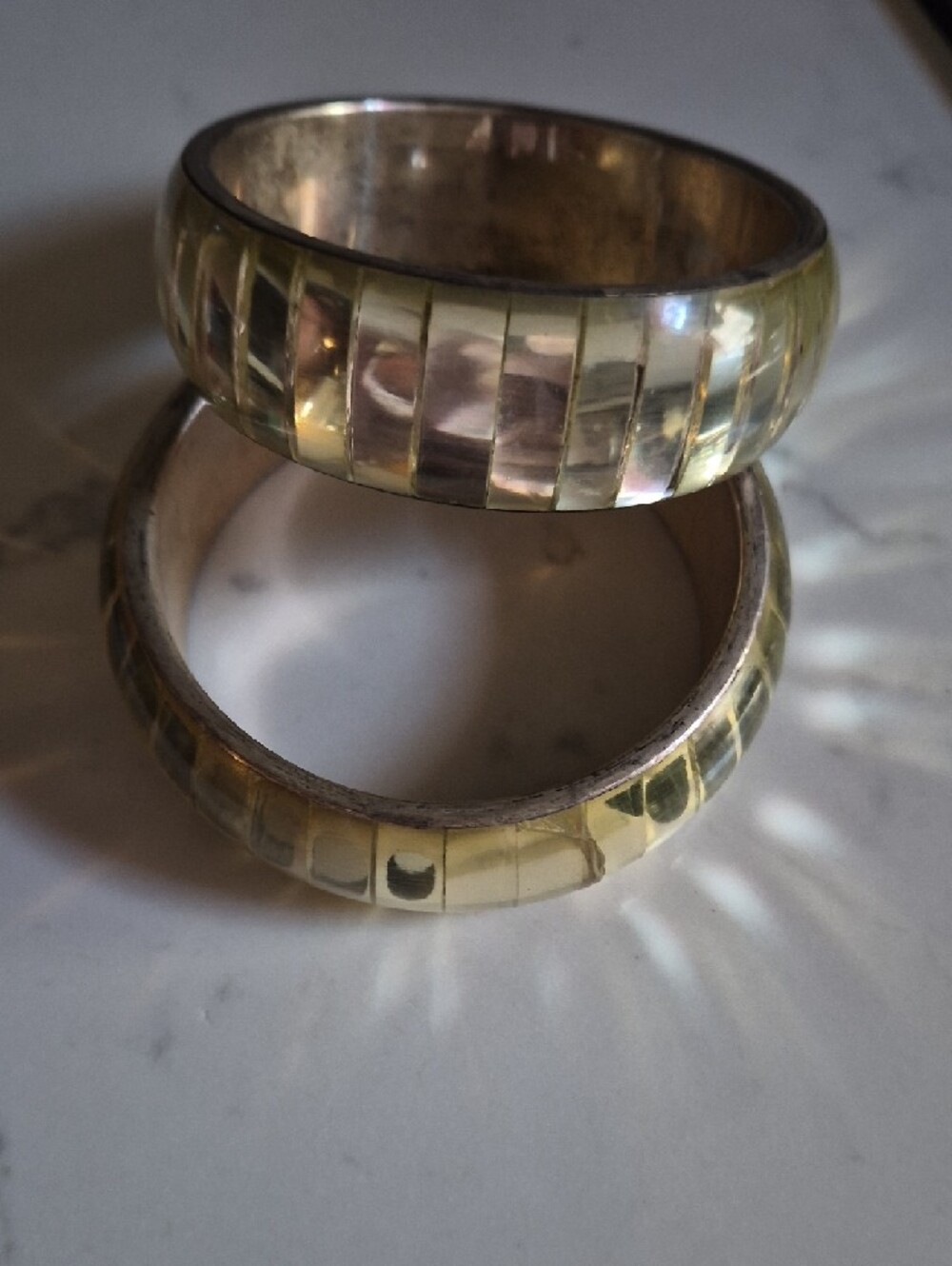 Two's Company Gold-Tone Wide Metal Bangle Pair